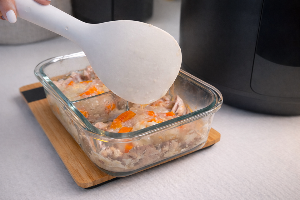 Huhn & Reis: Portionieren